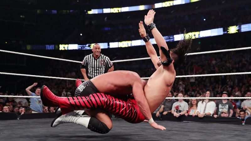 Shades of Arn Anderson on display as Roode hits one of the best spinebusters in the business.